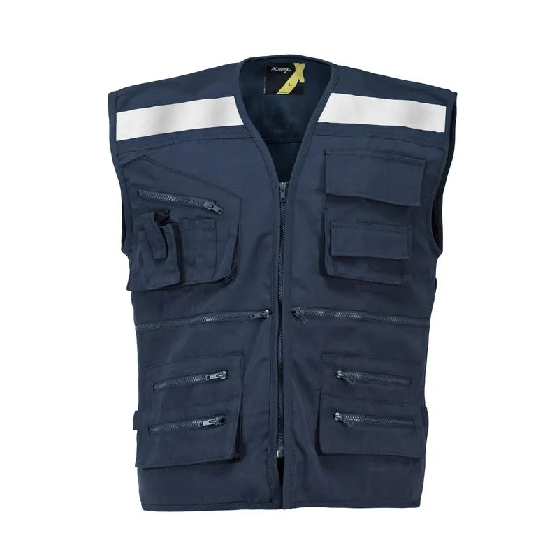 chaleco activex geológo canvas 250gr azul c/reflectante