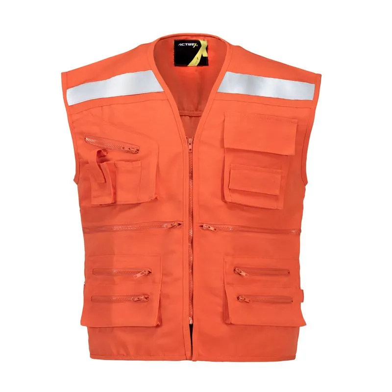chaleco geólogo canvas 250gr naranjo c/reflectante