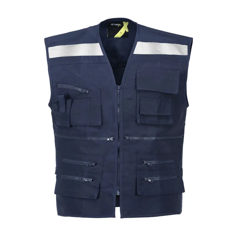 chaleco geologo poplin azul c/reflectante